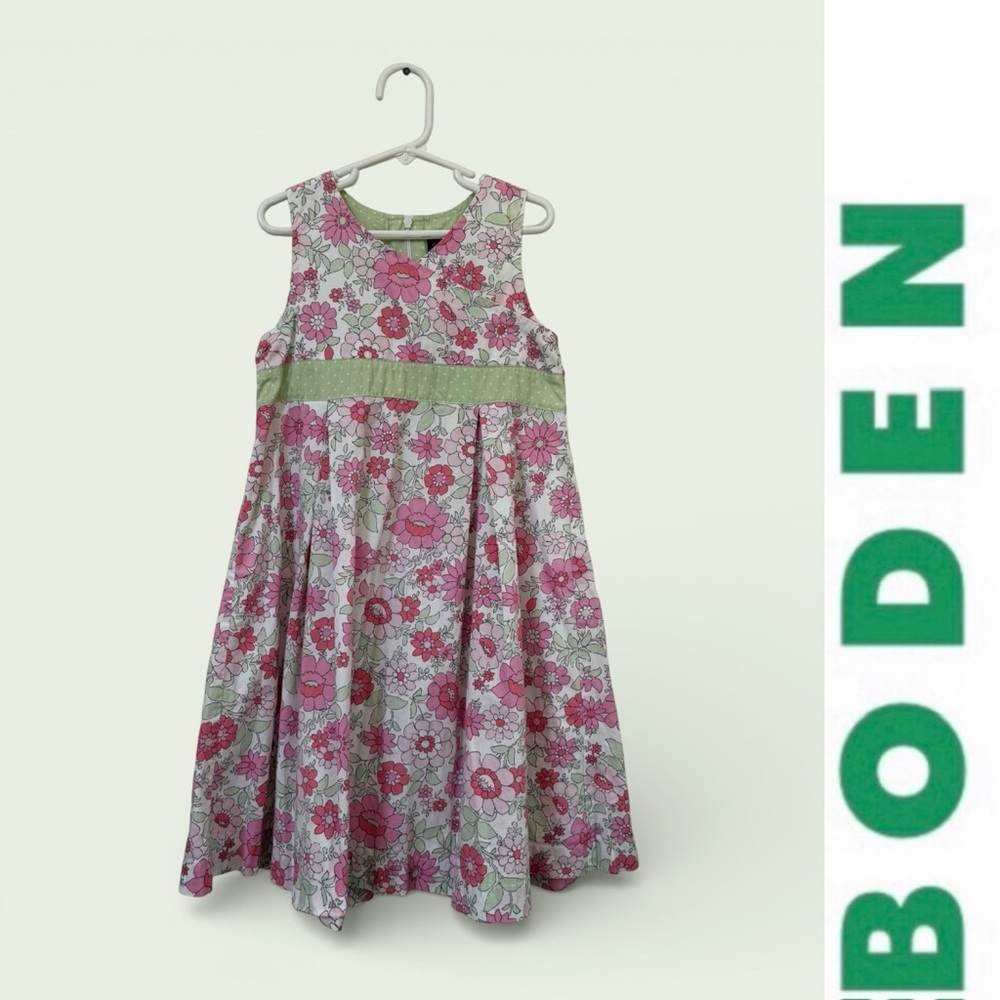 Mini Boden Girls' Pink Floral Dress, Size 7-8Y, MSRP $69
